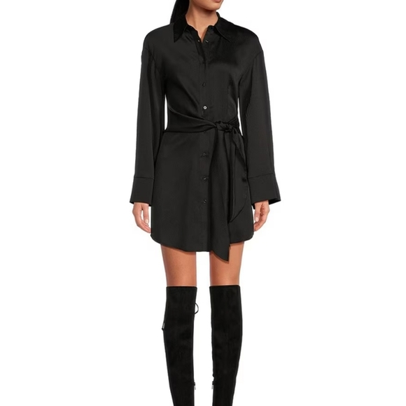Elegant Black Shirt Dress - Picture 1 of 1